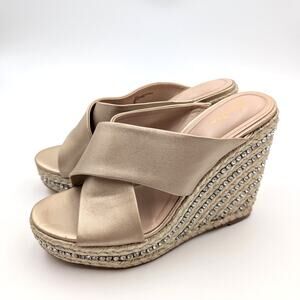Charles by Charles David Cate Metallic Espadrille Wedge Sandal Size US9.5M EU40